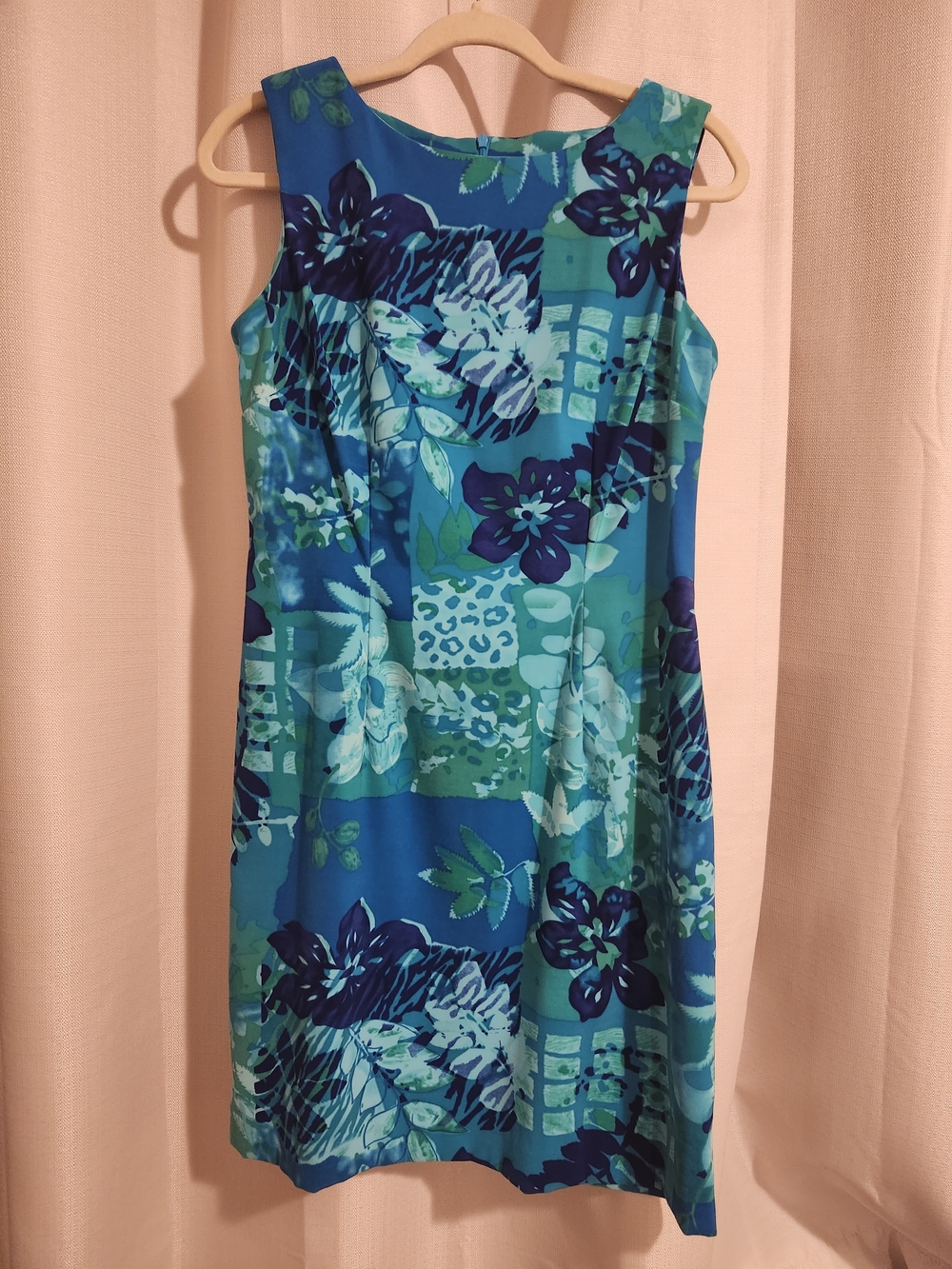 Vintage John Roberts Patchwork Floral Sheath Dress, Size 10